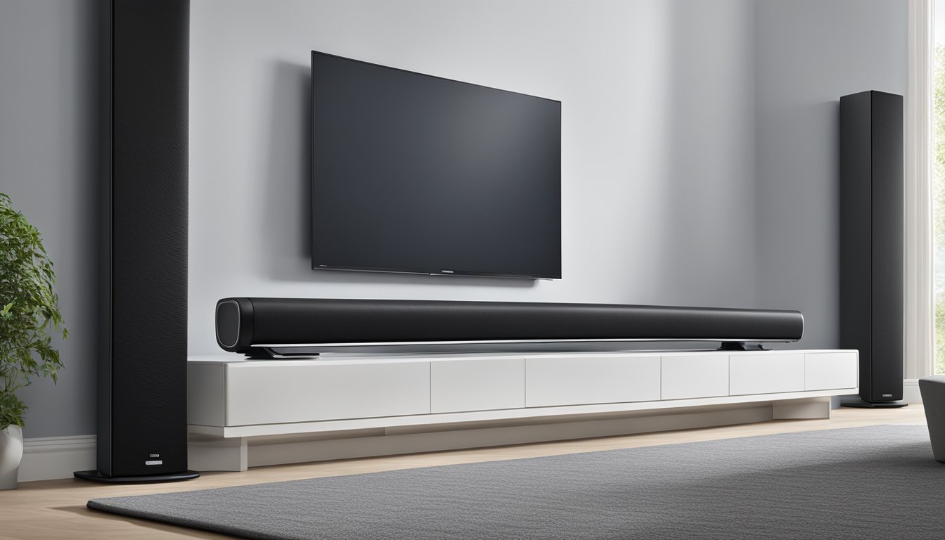 The Yamaha YSP-5600 is a sleek, modern soundbar with advanced audio technologies and features, including 3D surround sound and wireless connectivity