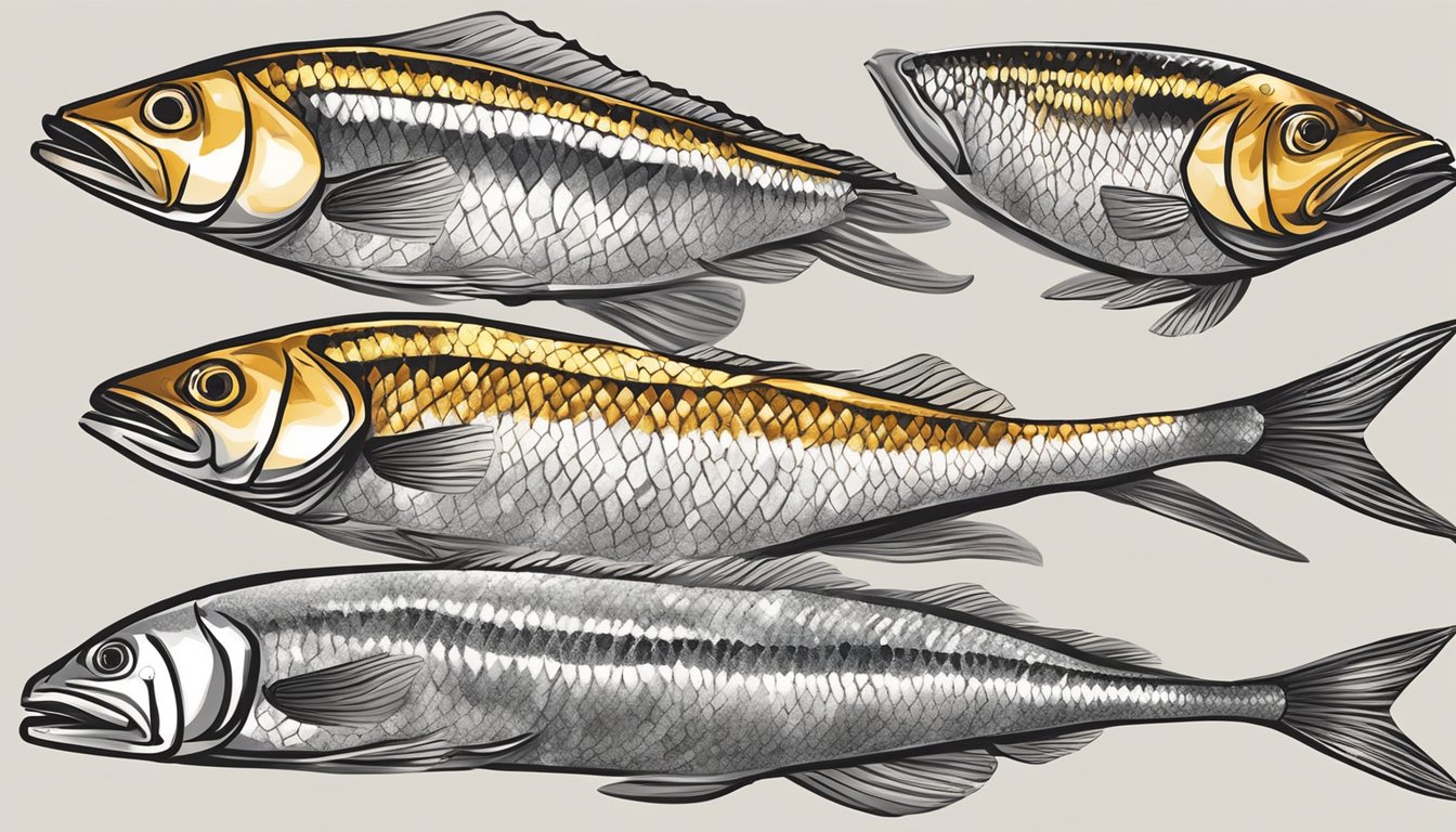 Saba fish being seasoned with salt and pepper, then grilled over hot coals until golden brown and crispy