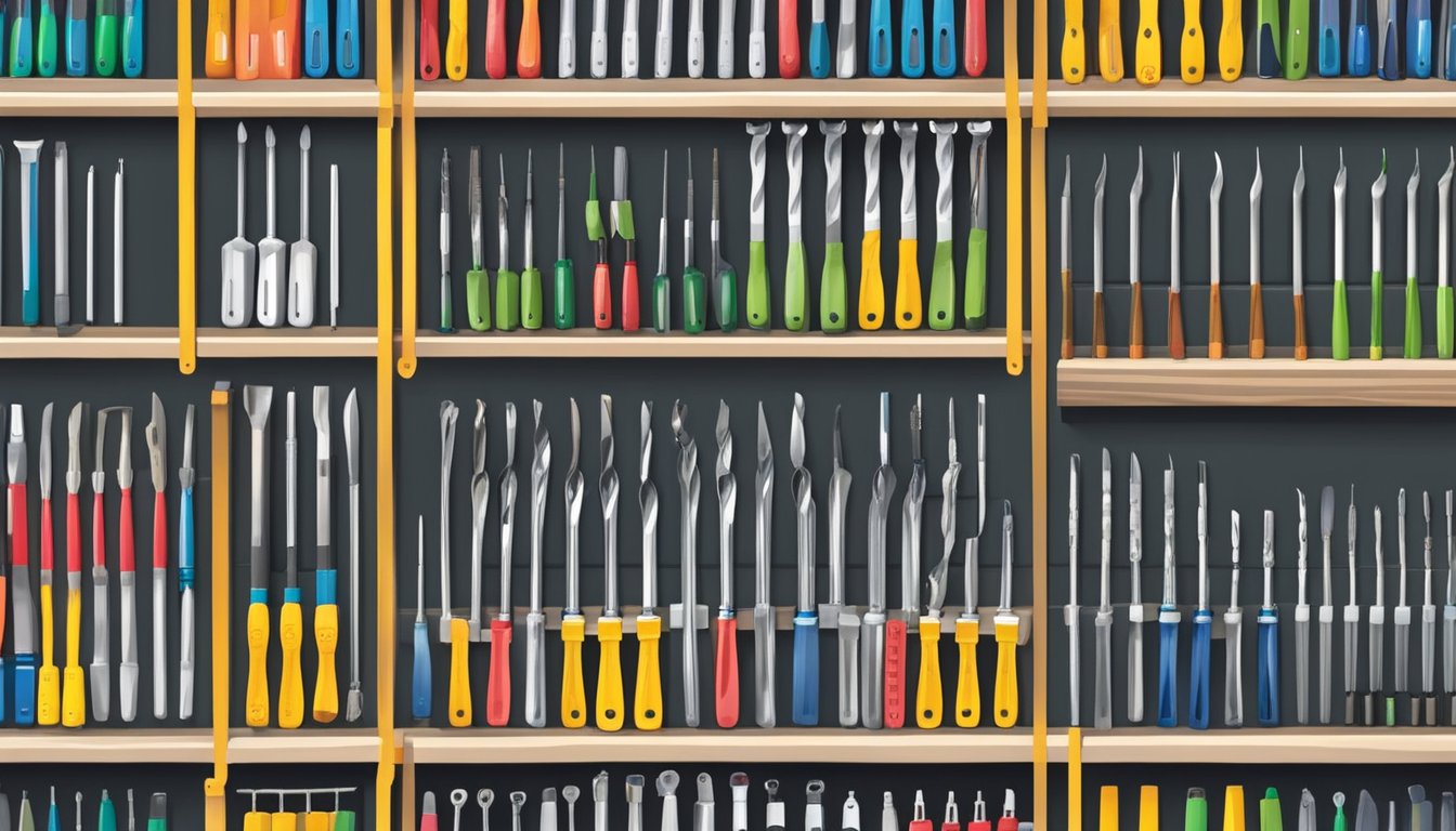 A hardware store shelf stocked with various screwdrivers in Singapore