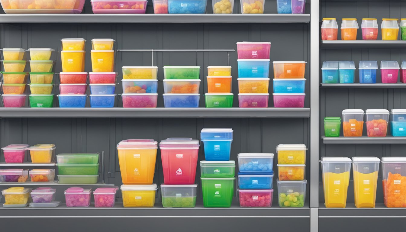 Sistema containers on display at a Singapore store, with various sizes and colors available for purchase
