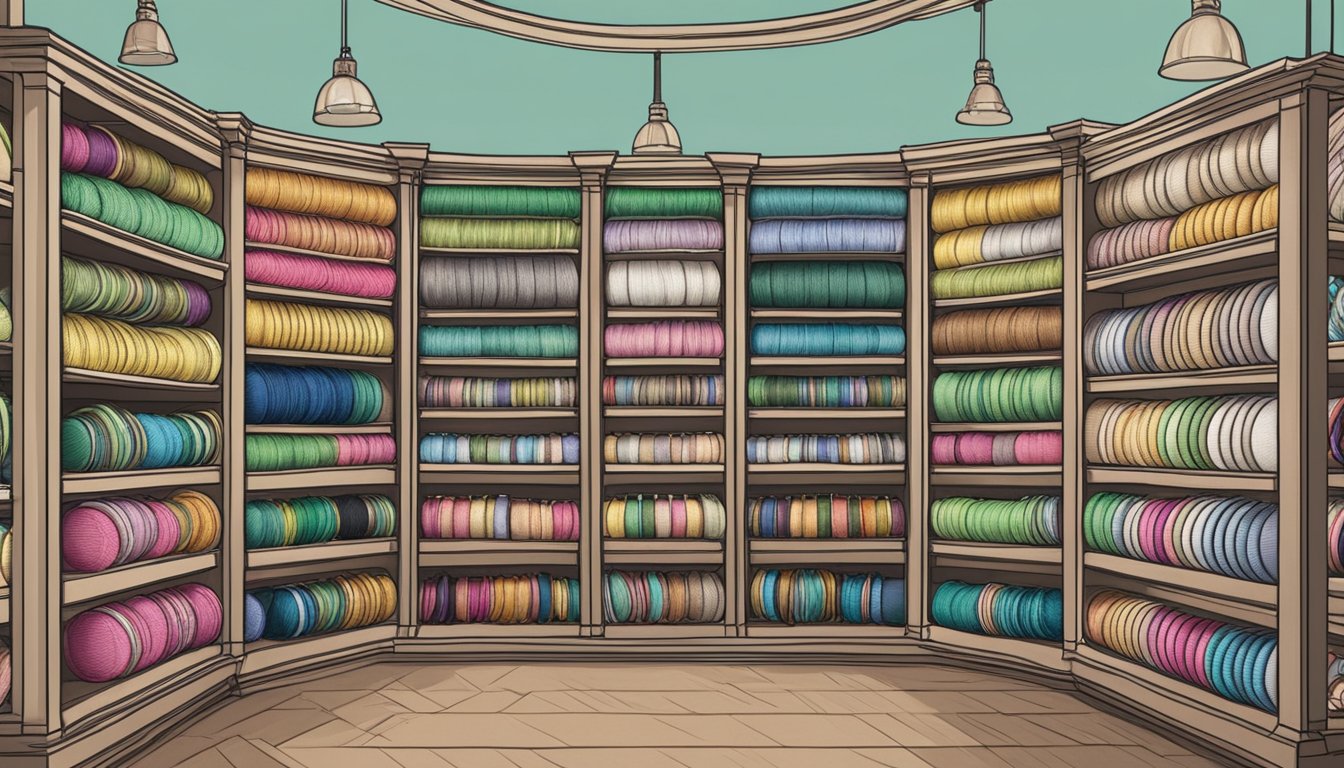 A shop in Singapore displays various sizes of embroidery hoops on shelves