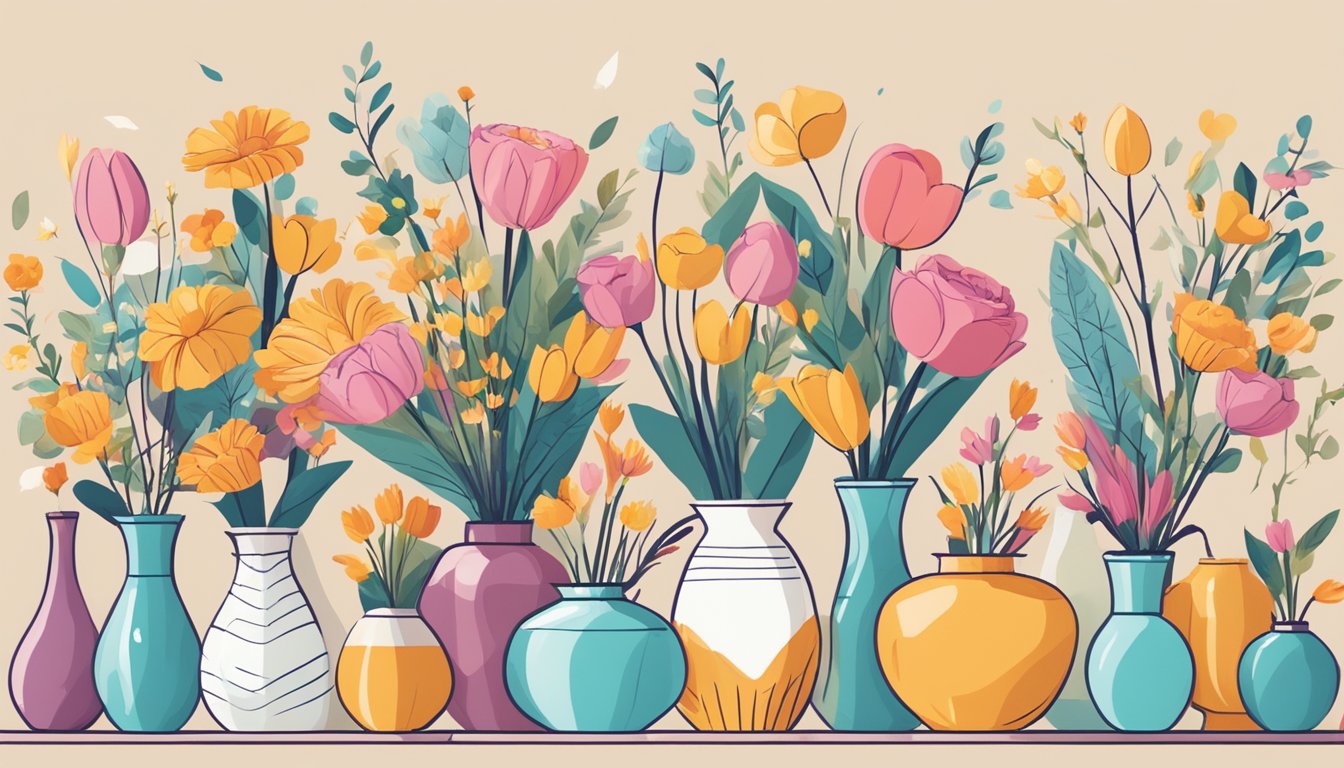 A colorful array of fresh flowers arranged in vases and bouquets, displayed on a clean, modern website with easy navigation and secure payment options
