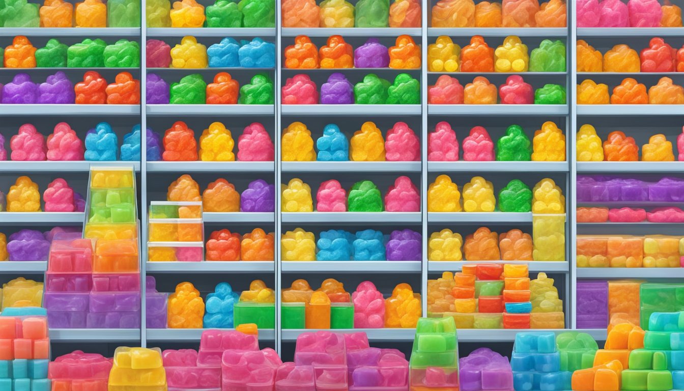 A colorful display of Goli Gummies at a Singaporean store, with vibrant packaging and a variety of flavors on the shelves
