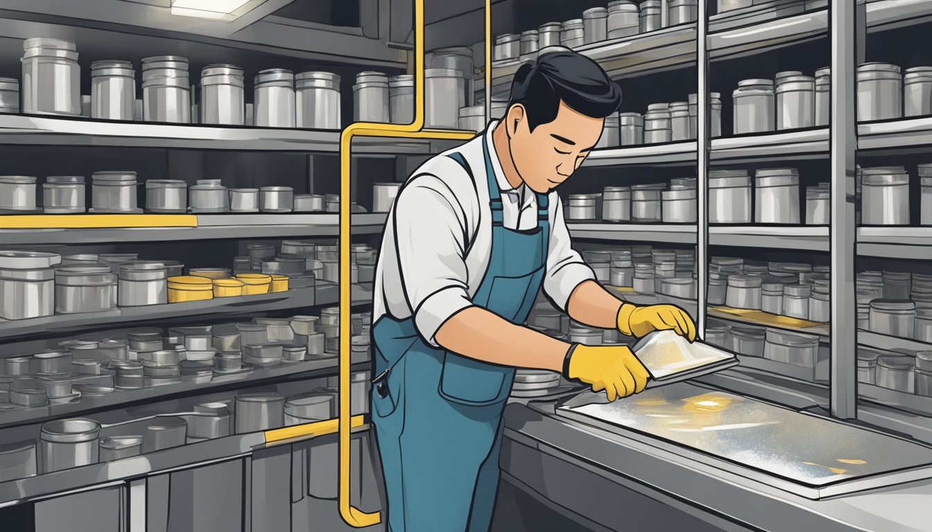 A technician examines grease specifications in a Singaporean industrial shop