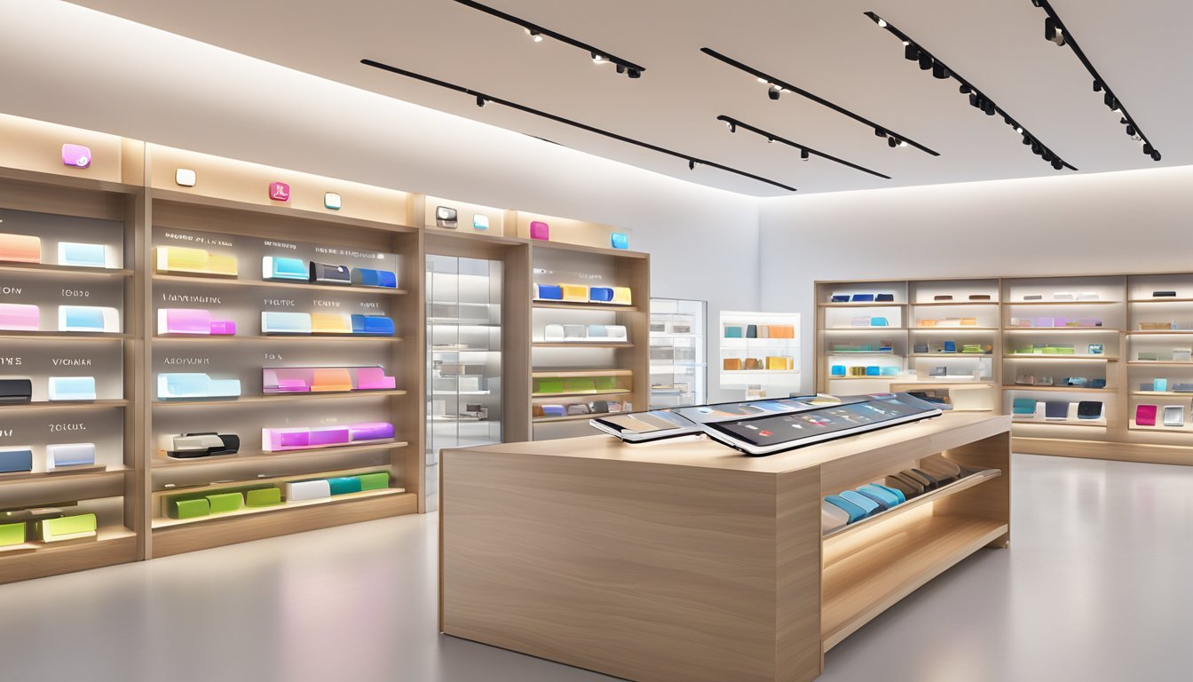 The Apple Watch Range displayed on sleek, modern shelves in a brightly lit Singapore store