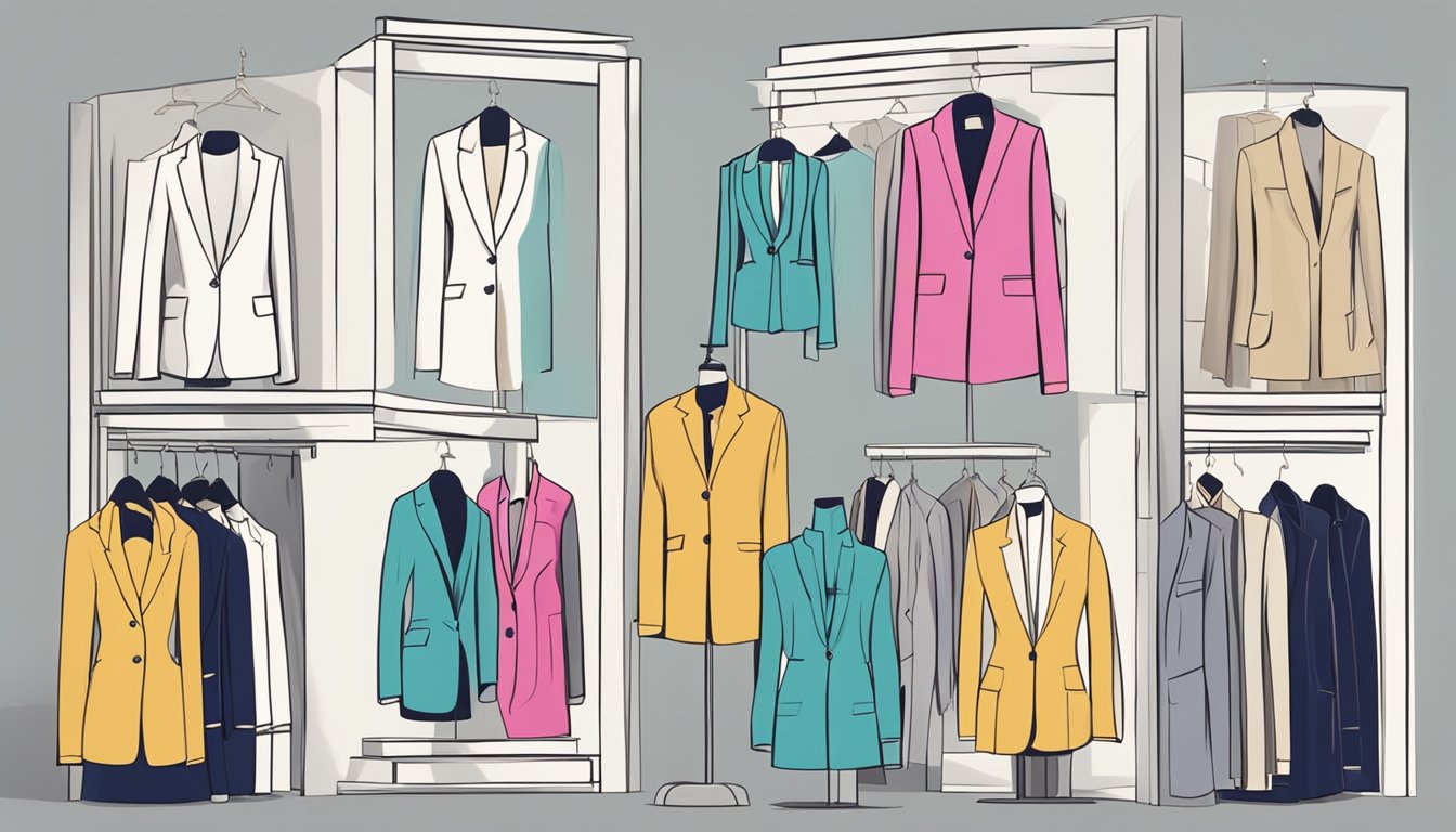 A computer screen displaying a variety of palazzo suits on an online shopping website, with a "buy now" button highlighted