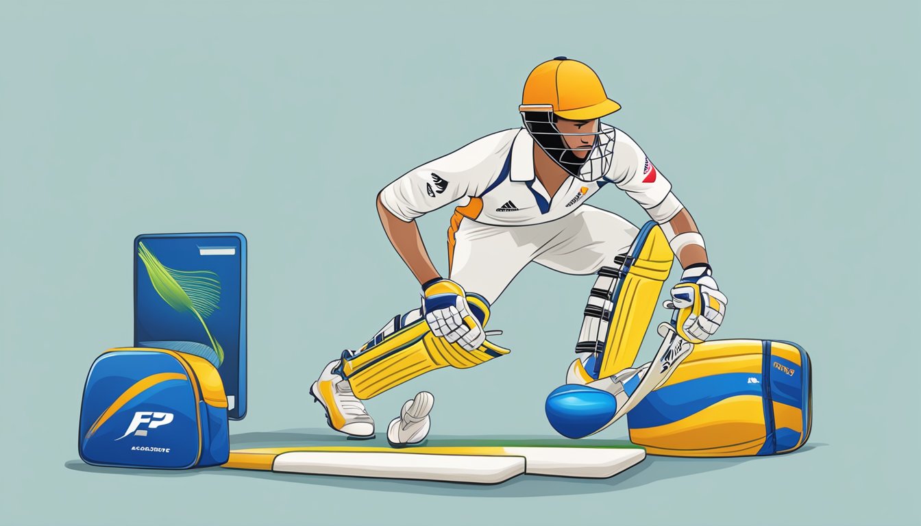 A cricket player browsing online, selecting cricket pads