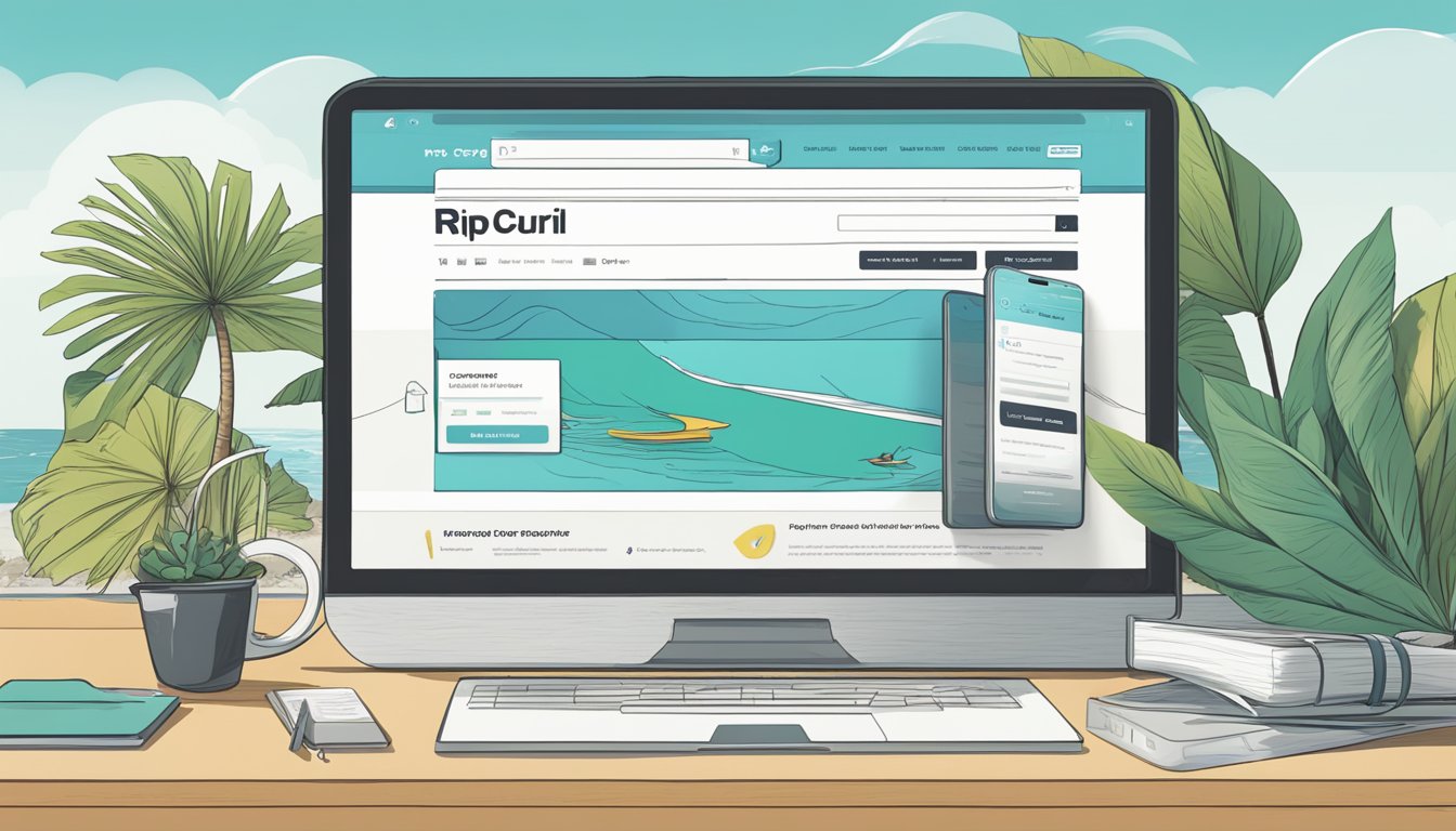 Customers browsing online FAQ page, with Rip Curl logo, search bar, and list of common queries