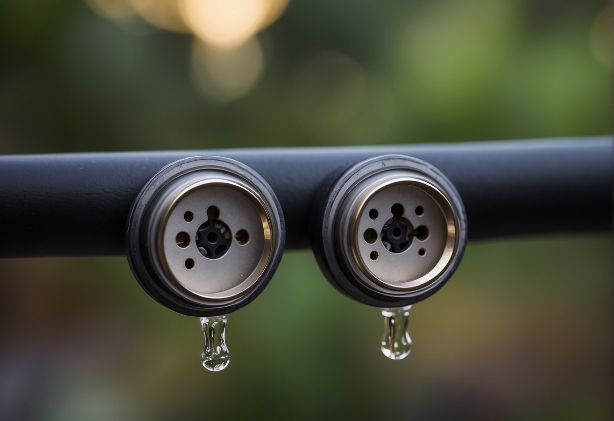 Outdoor plugs are shielded by drip loops in cable management. Rain is deflected away from the plugs, ensuring protection