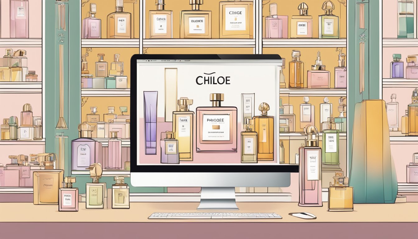 A computer screen displaying a website with the option to purchase Chloe perfume online