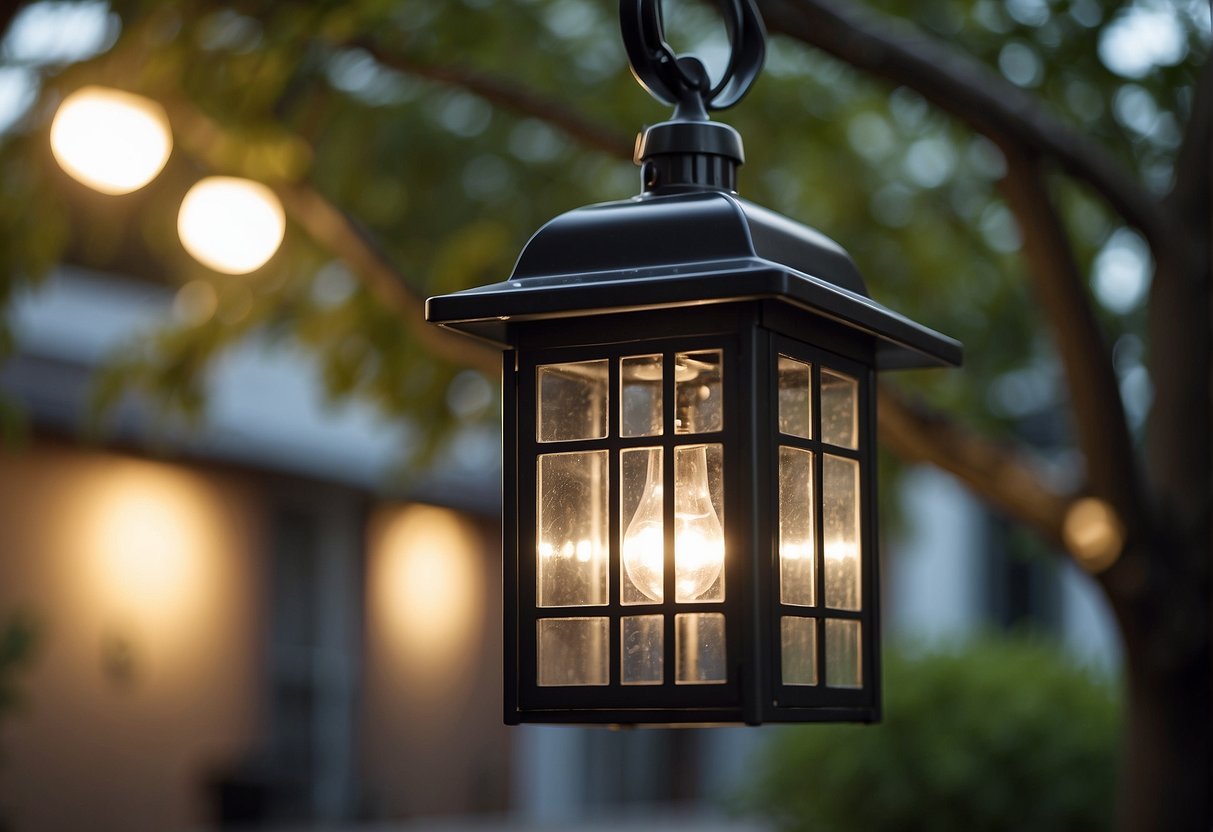 Outdoor light fixture shown with decreasing lumen output over time