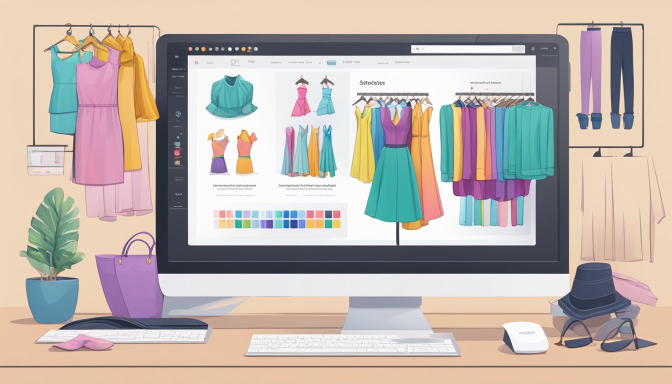 A computer screen displaying a variety of dancewear options, with a smooth checkout process and a satisfied customer review