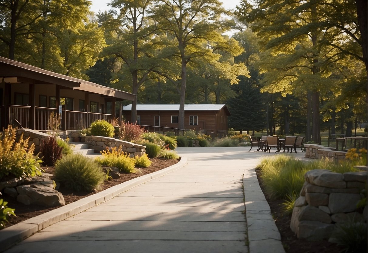 The visitor facilities and services at Tecumseh Outdoor Drama are depicted in the scene