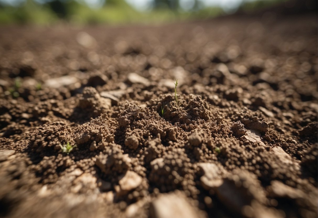 The soil appears too alkaline, with dry, cracked texture and a lack of vegetation