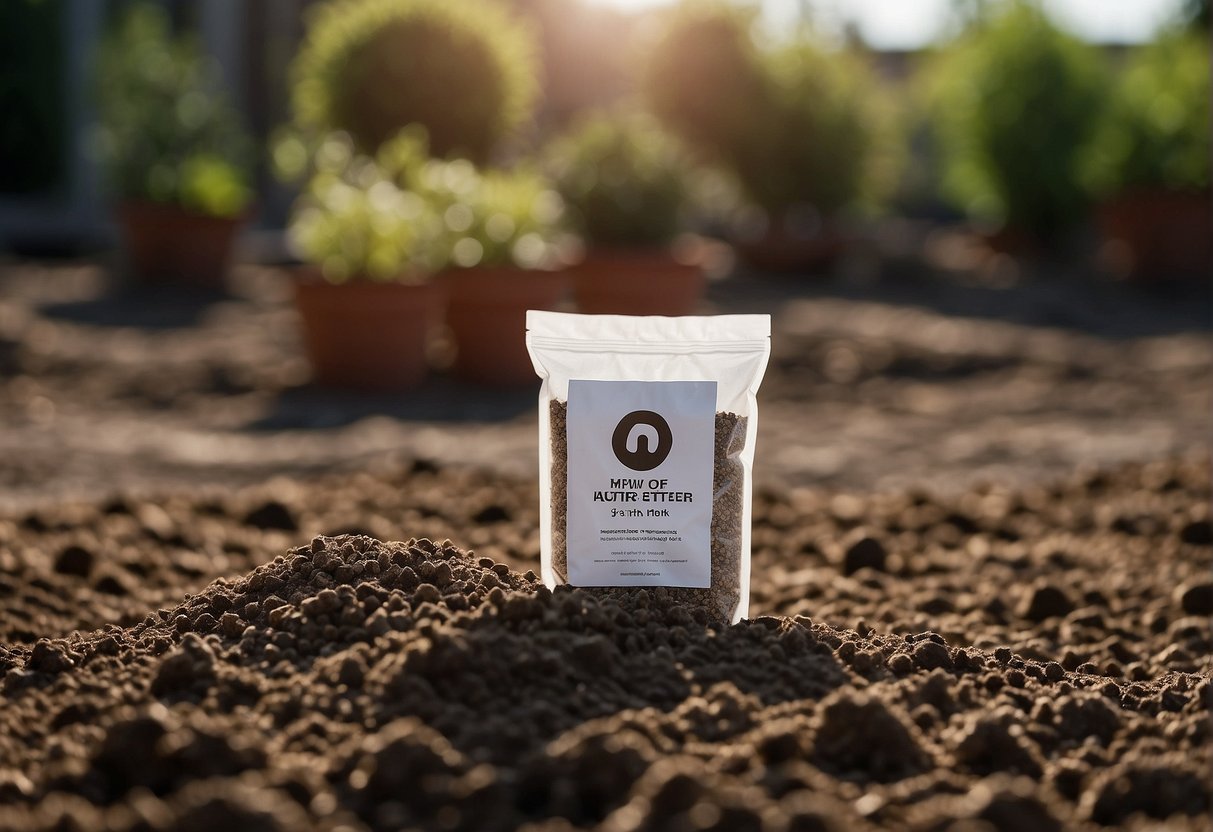 A bag of perlite sits next to a pile of potting soil, with a question mark hovering above it