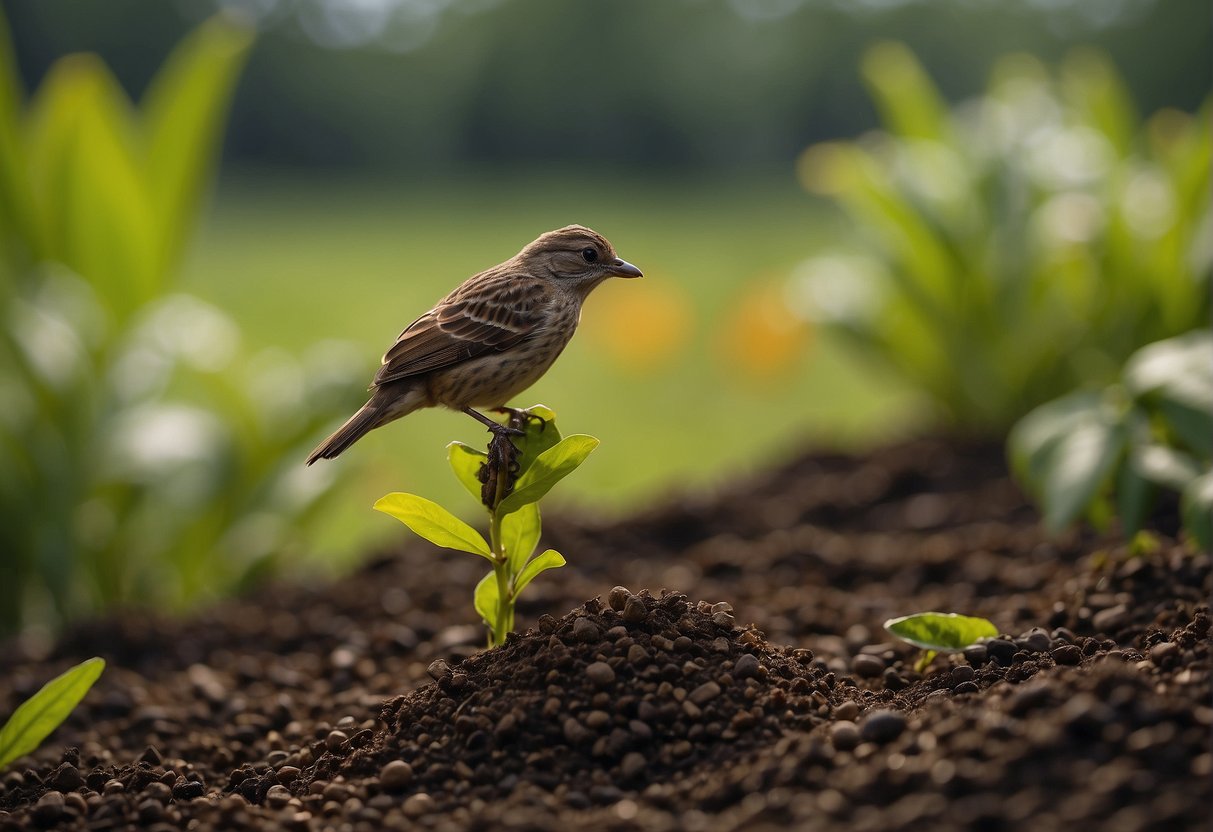 Bird poop lands on soil, enriching it with nutrients for plants
