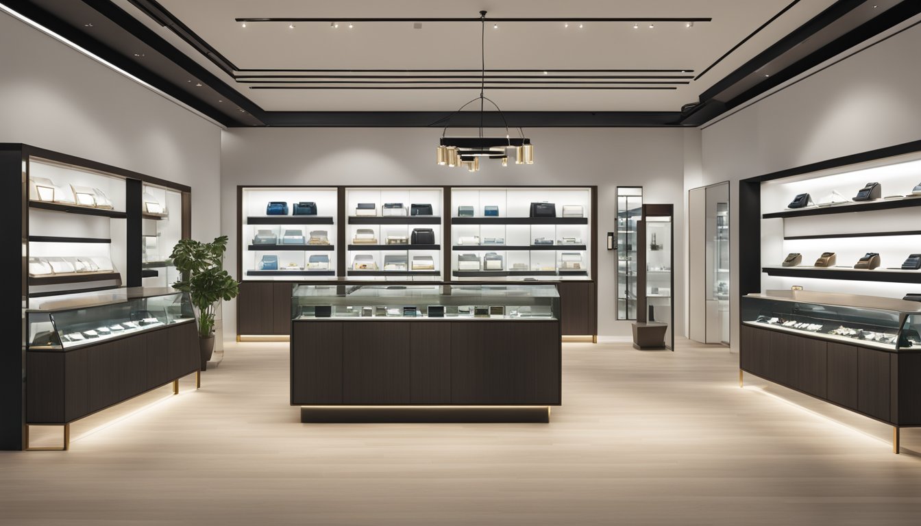 A sleek watch store in Singapore displays Sinn timepieces with elegant lighting and modern decor