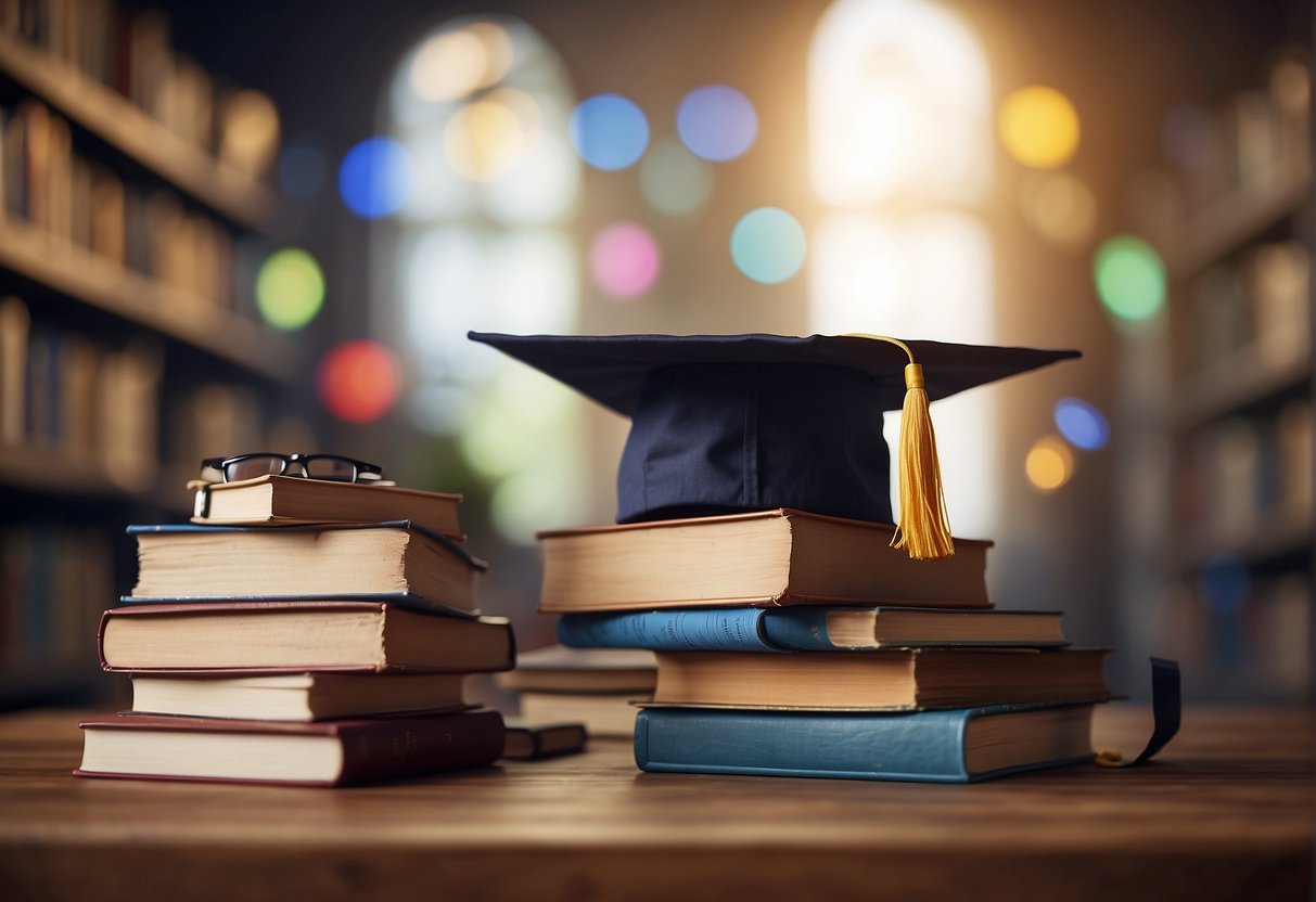 Luke's educational background, depicted by a stack of books and a graduation cap, shows his age and academic achievements