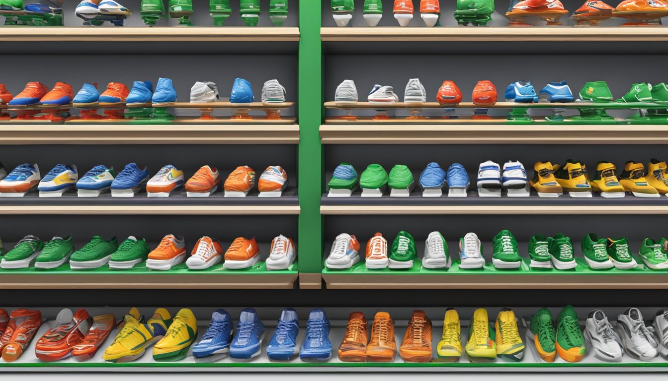 A Subbuteo game set displayed on a shelf in a Singaporean toy store