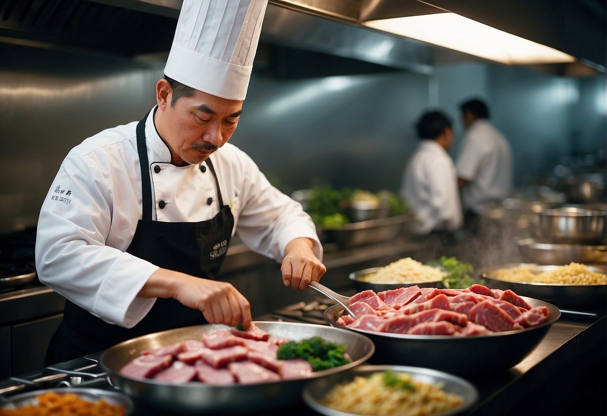 A chef modifies traditional Chinese meat recipes for dietary needs, using alternative ingredients and cooking methods
