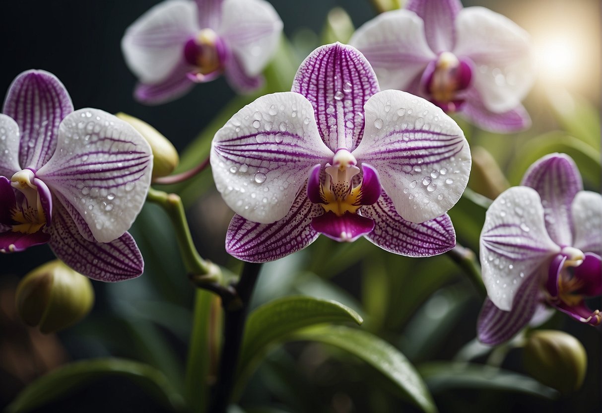 Epsom salt sprinkled around thriving orchids