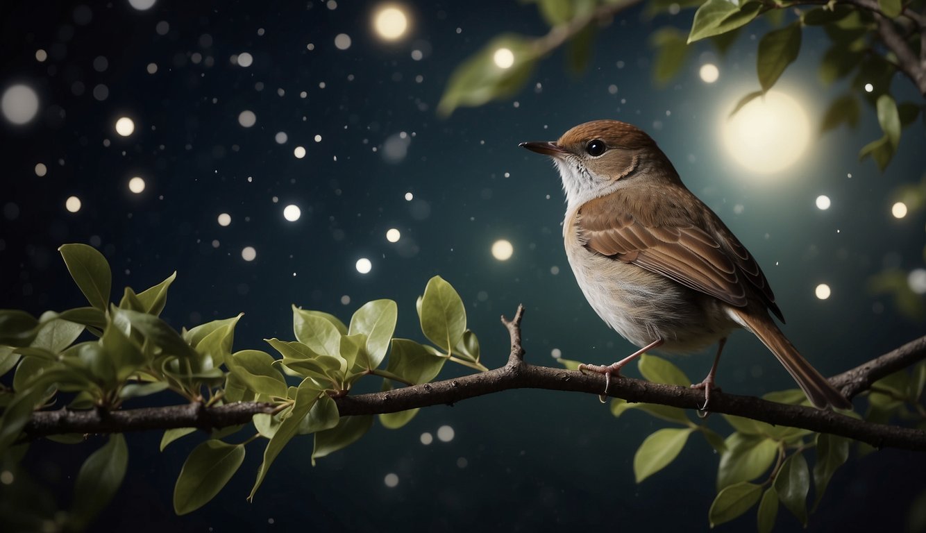 Nightingales perched on moonlit branches, trilling melodious tunes in the stillness of the night.

The soft glow of the stars illuminates their feathers as they fill the air with their enchanting serenades