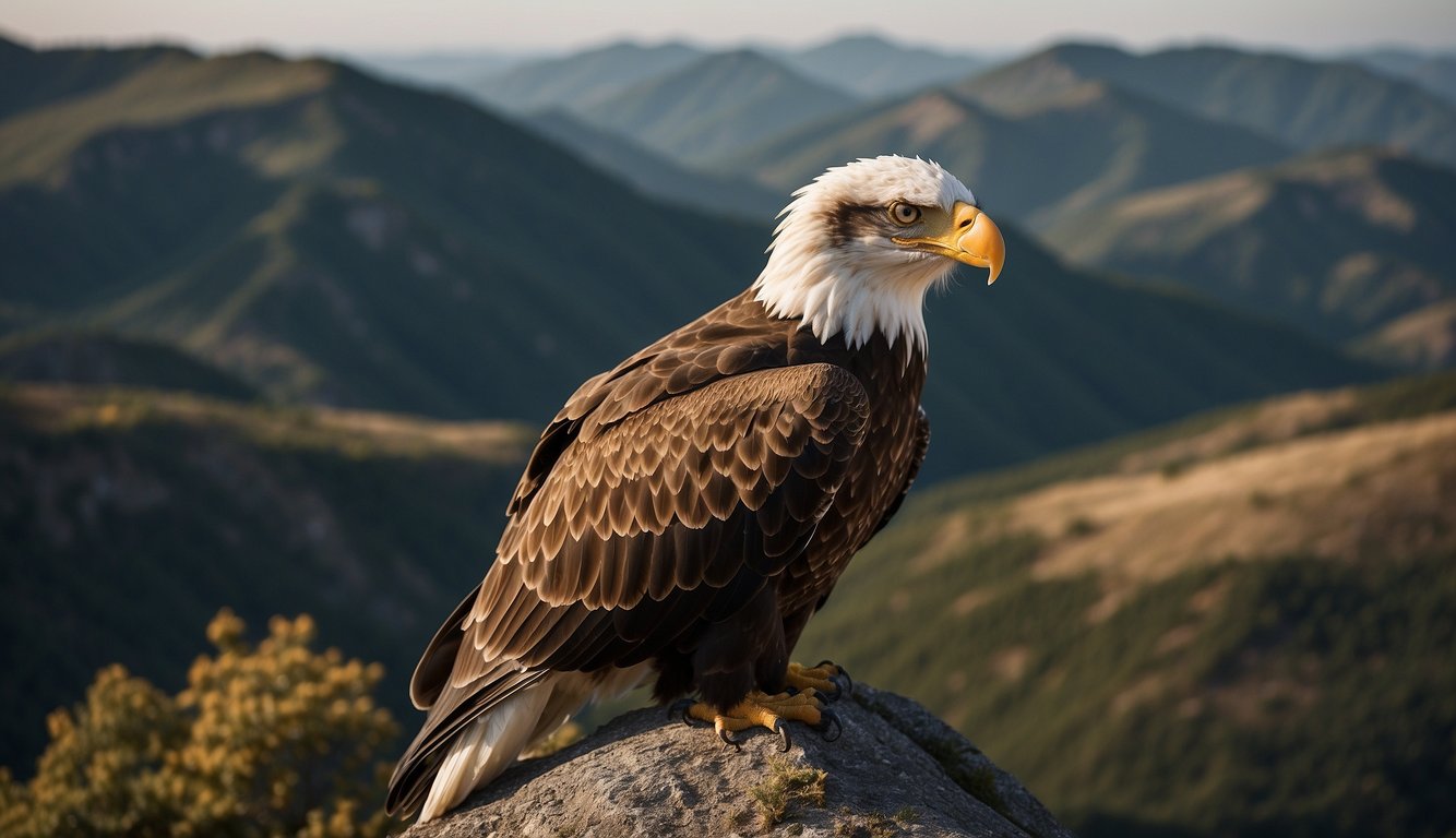 From high above, an eagle surveys a vast landscape, its keen eyesight capturing every detail of the terrain below