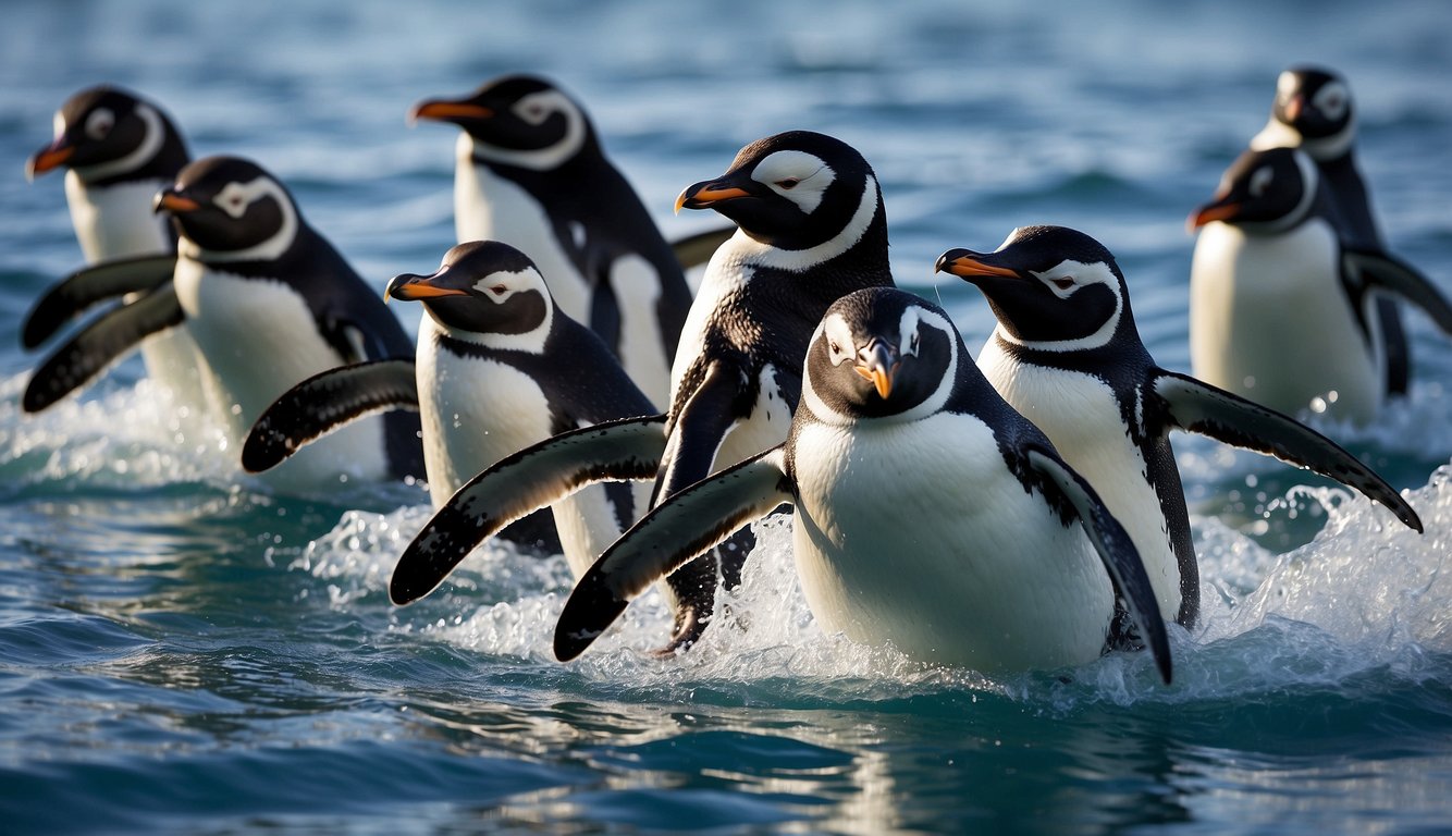 Penguins glide effortlessly through the water, their sleek bodies streamlined for speed.

Their powerful flippers propel them forward, while their webbed feet act as rudders, guiding their graceful movements