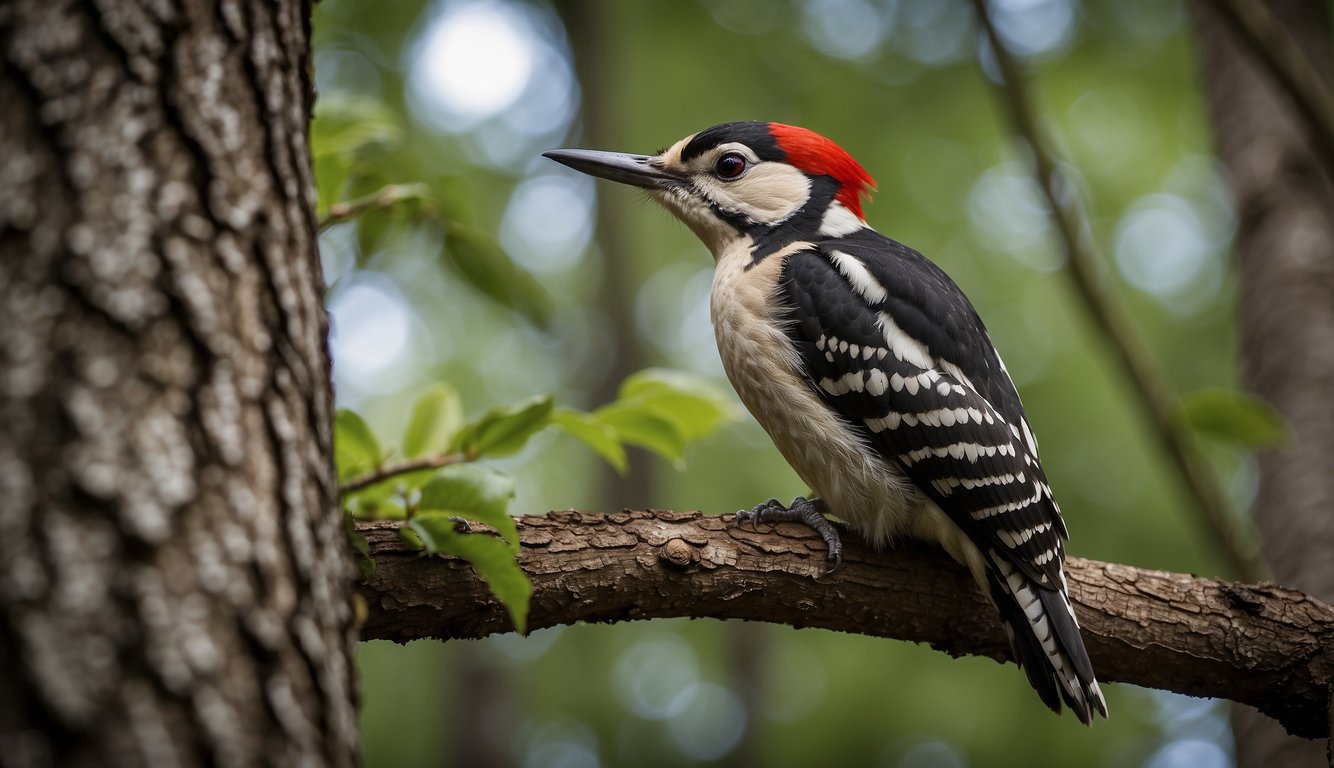 A woodpecker perched on a tree, rhythmically tapping its beak against the bark.

The surrounding forest is alive with the sound of communication through tree tapping