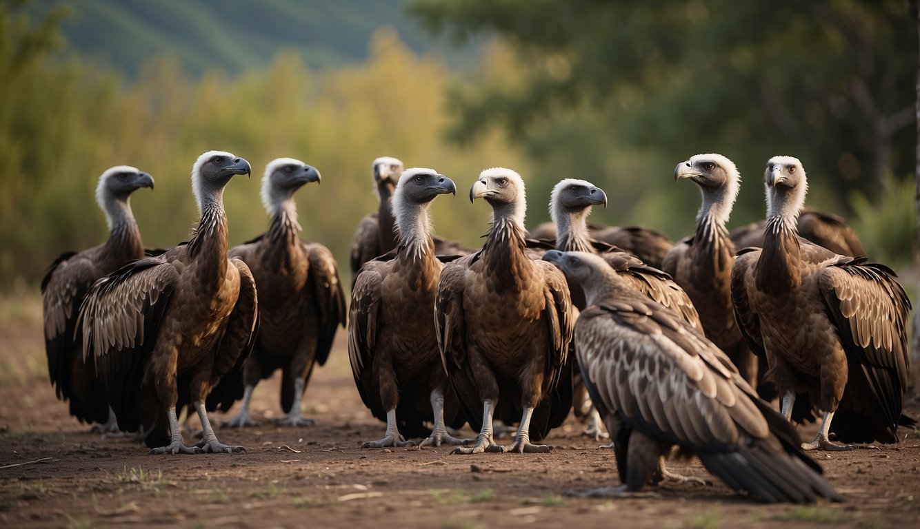 Vultures circle overhead, scanning the ground for signs of carrion.

Their keen eyesight and sense of smell guide them to their next meal