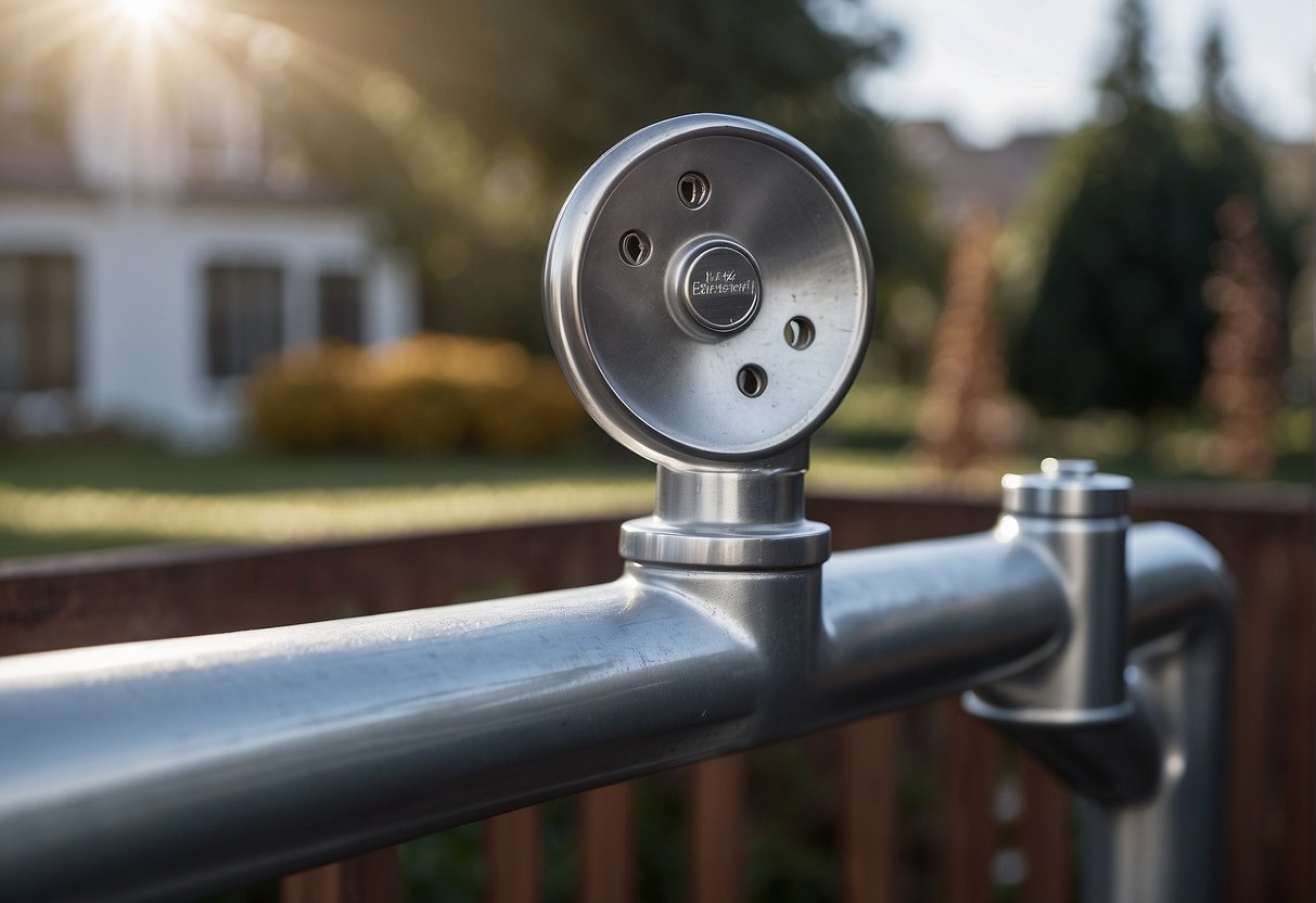 A faucet cover is placed over the outdoor faucet, with insulation wrapped around the exposed pipe to prevent freezing