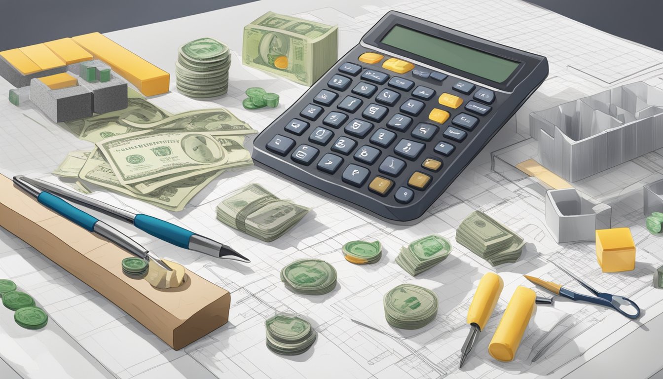 A table with various mold testing options and DIY kits. A calculator and money symbolize cost analysis. Text reads "The Truth Behind DIY Mold Testing Kits."