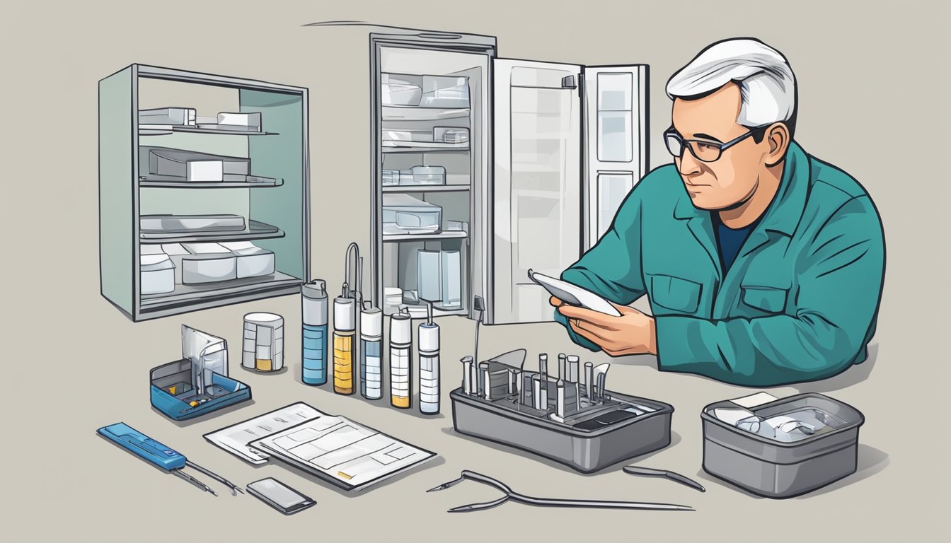 A professional mold inspector examines a home test kit, comparing results with specialized equipment