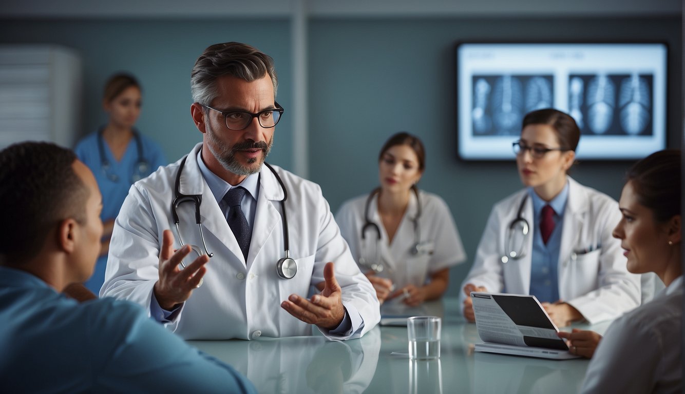 A doctor explaining anemia types to a group of patients