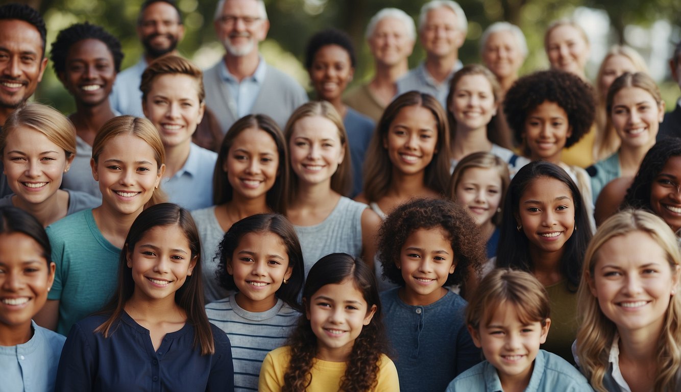 A diverse group of individuals, including children, pregnant women, and elderly individuals, are shown experiencing symptoms of anemia such as fatigue, pale skin, and shortness of breath