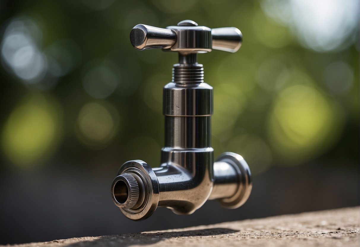 A close-up of an outdoor faucet with visible screw connections and no soldering marks