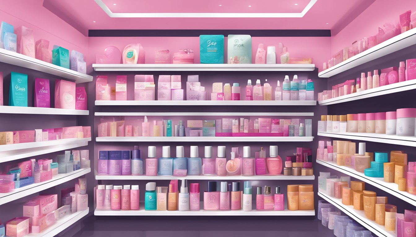 A shelf in a Singaporean store with Veet products prominently displayed, surrounded by other beauty and skincare items