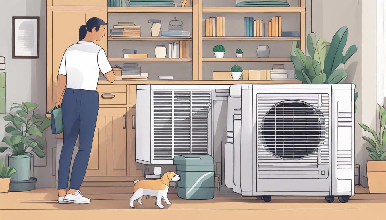 Customers browsing online, selecting Mitsubishi air conditioners, reading FAQs, adding to cart, and making purchases