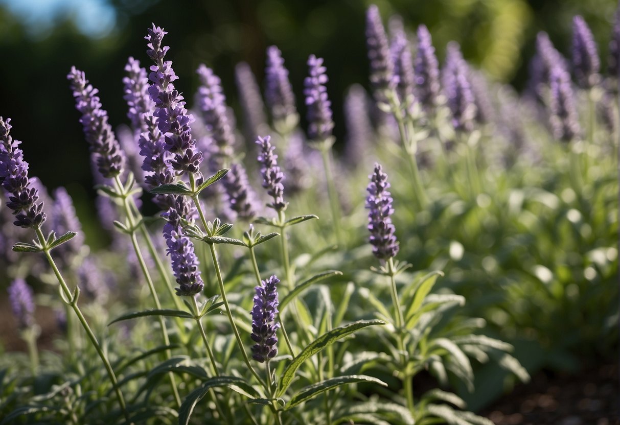 Lavender, citronella, and mint plants repel gnats in a lush garden setting