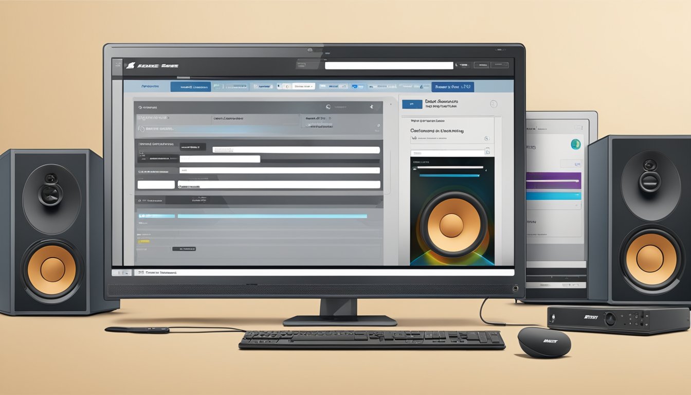 A computer screen displaying a website with the option to "buy Bose speakers online."