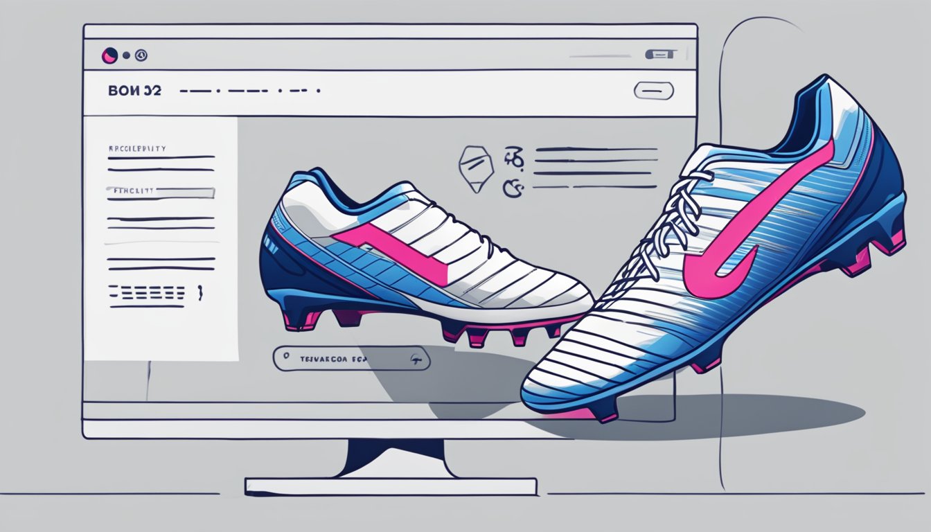 Soccer boots displayed on a website with a "Frequently Asked Questions" section