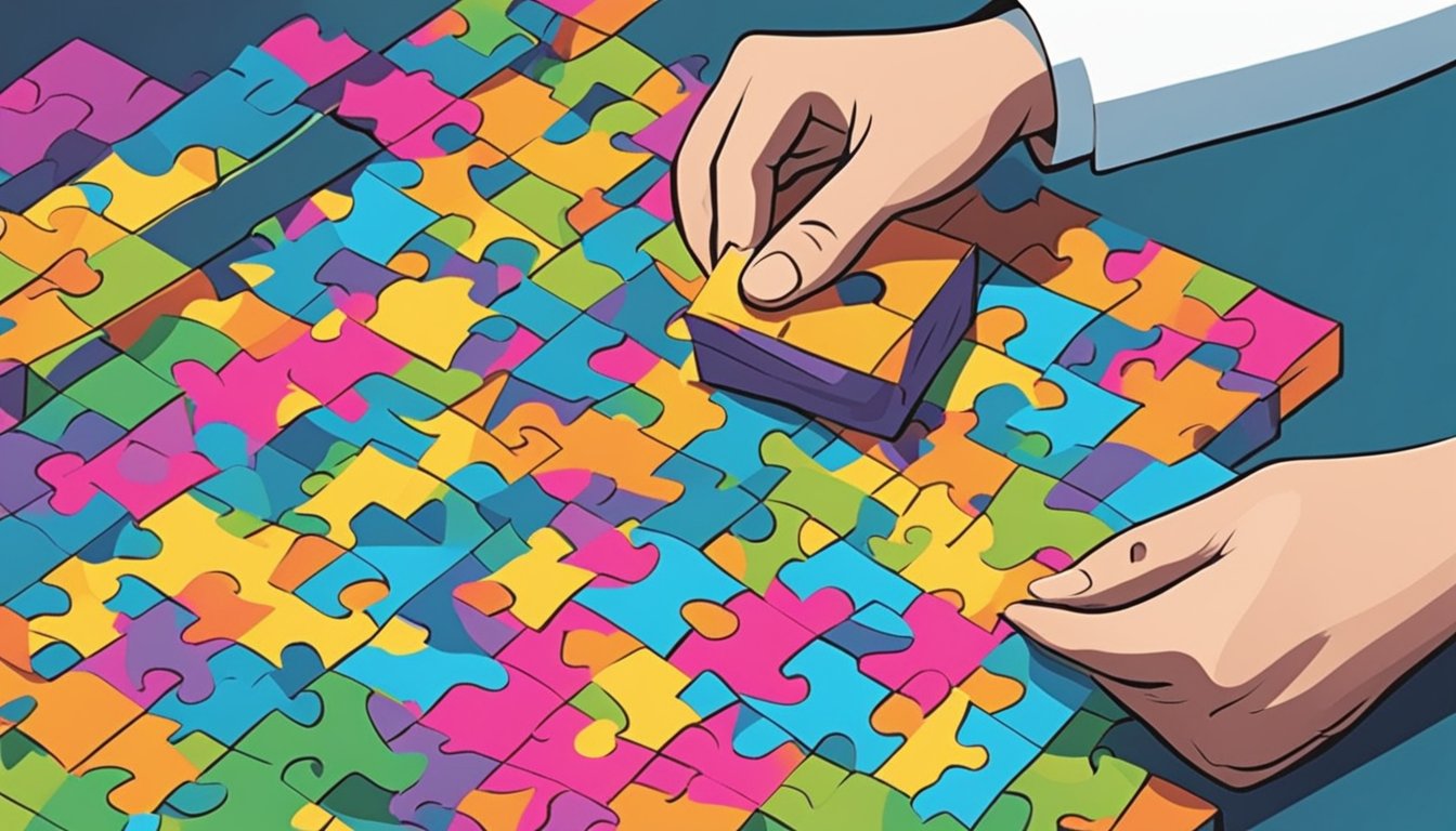 A person opens a package, revealing a colorful puzzle. The pieces are neatly arranged, waiting to be assembled. A sense of excitement and anticipation fills the air