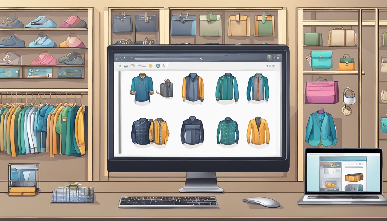 A computer screen displaying an online cufflink store with various designs and options for purchase