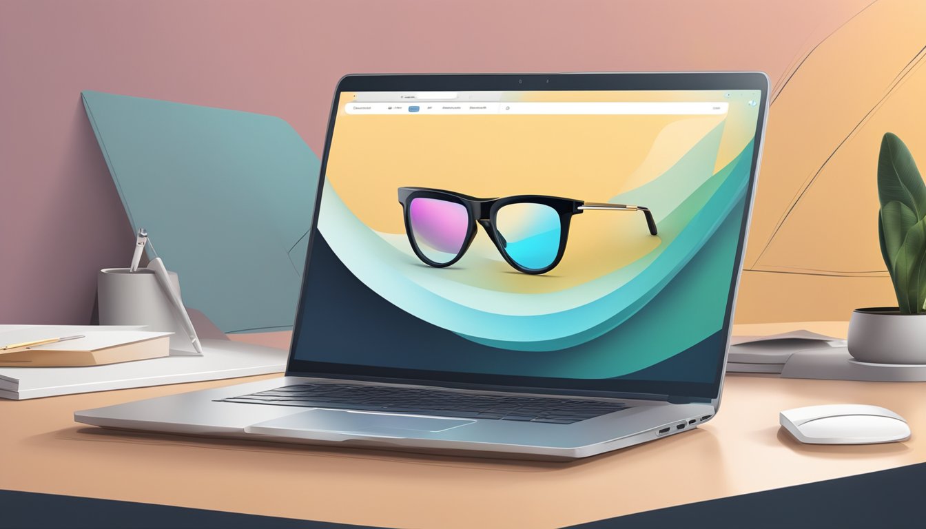 A laptop with a sleek design displaying a website for buying spectacles online in Singapore