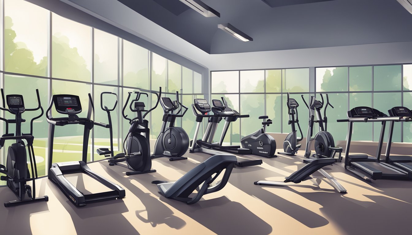 A gym filled with high-quality, second-hand workout equipment from Singapore. Brightly lit, well-organized, and inviting for potential buyers