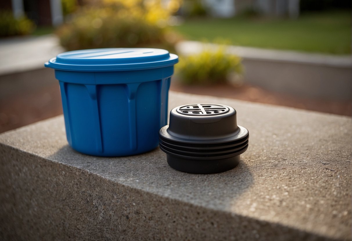 Drain plugs should be securely fastened to outdoor garbage containers to prevent leaks and odors. The plugs should be kept in place with tight seals to ensure proper functionality