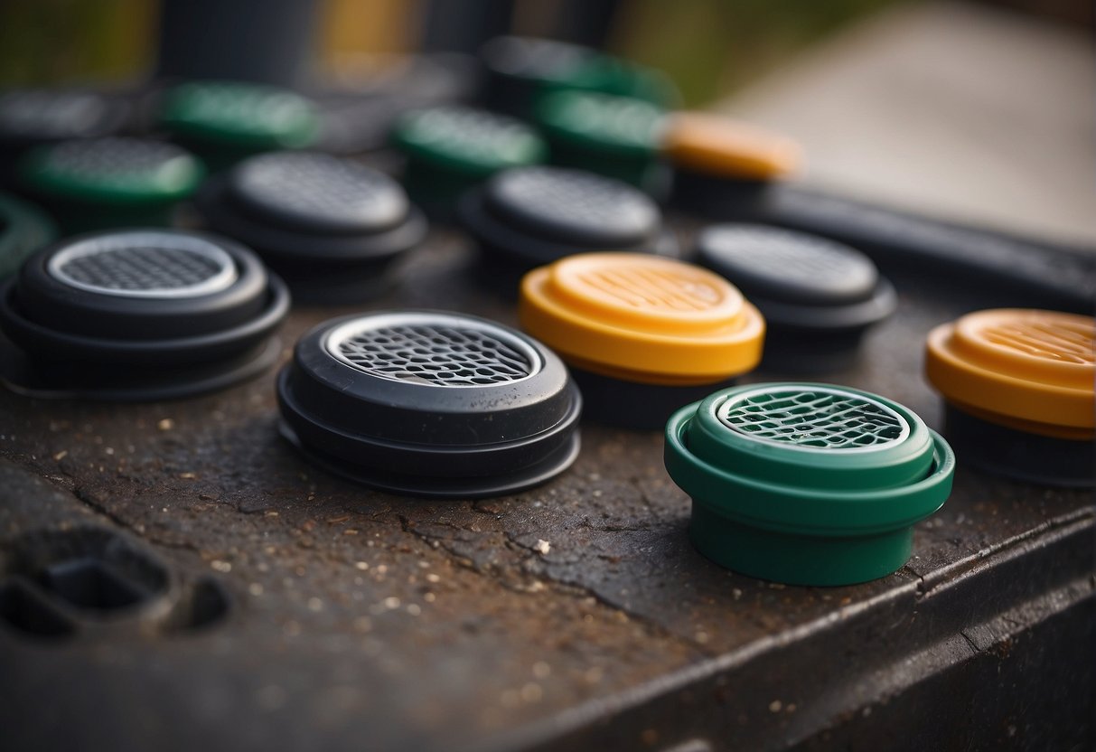 Drain plugs are securely fastened on outdoor garbage containers