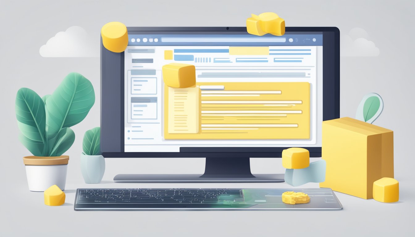 A computer screen displaying a webpage with the title "Frequently Asked Questions buy lescure butter online" surrounded by a keyboard and mouse