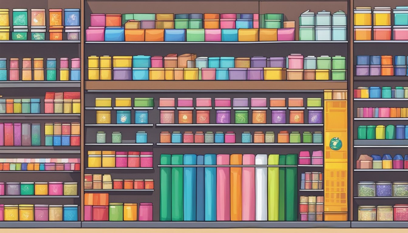 A store in Singapore sells heat transfer vinyl. Shelves display various colors and sizes. Customers browse the selection