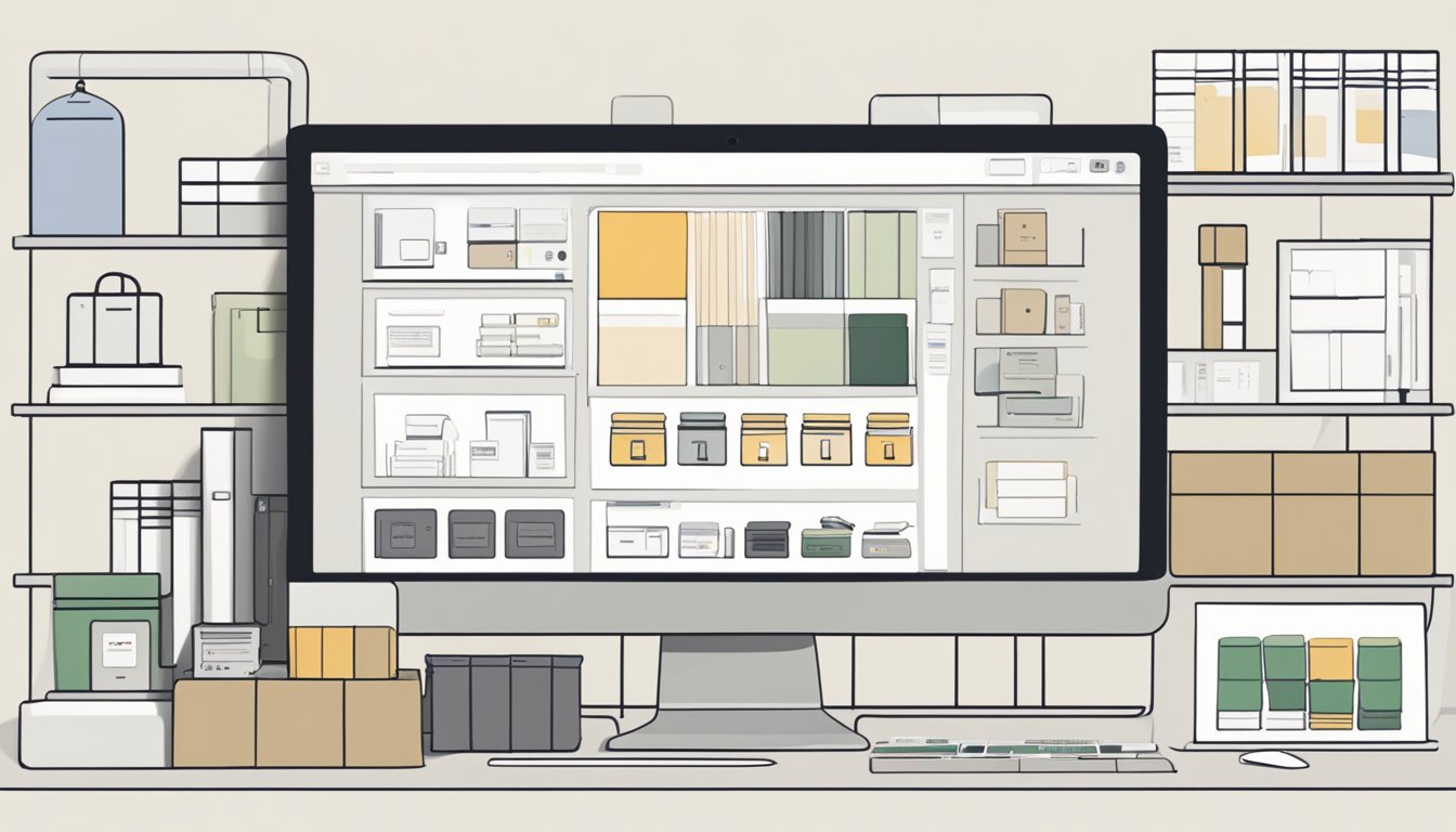 A computer screen showing the Muji website with various products displayed. A cursor hovers over the "Add to Cart" button